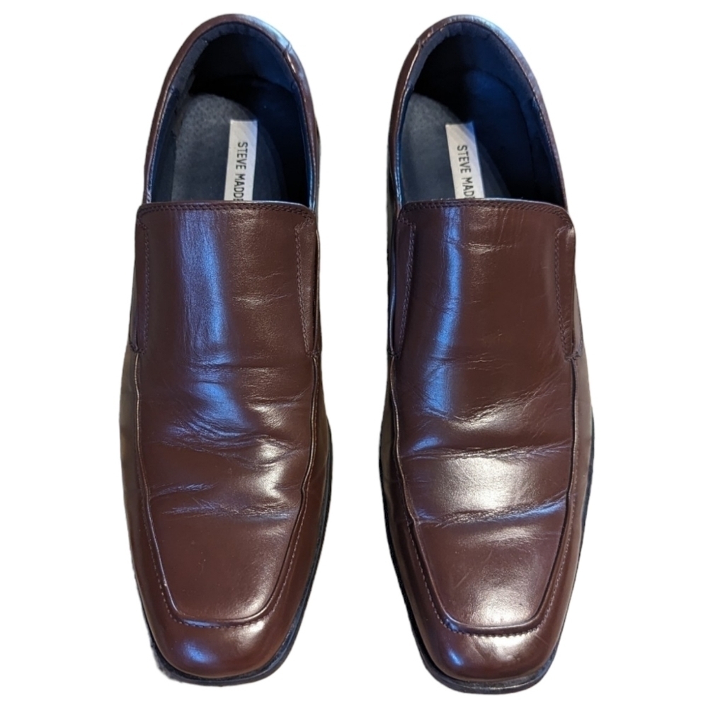 STEVE Madden P-Sutton Square Toe Brown Leather Dress Loafers (13)